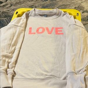 Aerie Beige Sweatshirt with Pink 'LOVE' Print